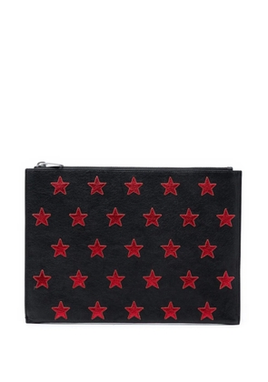 Saint Laurent Pre-Owned 2016 Leather Star Rider Tablet Pouch clutch bag - Black