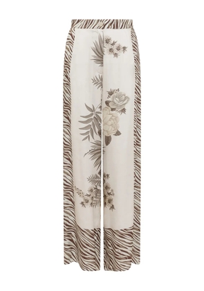 Anna Molinari floral-print zebra-pattern trousers - Neutrals