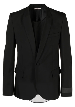 Valentino Garavani logo-patch single-breasted blazer - Black