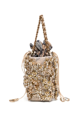 Biyan mini embellished box bag - Gold