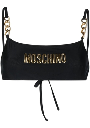 Moschino logo-plaque bikini top - Black