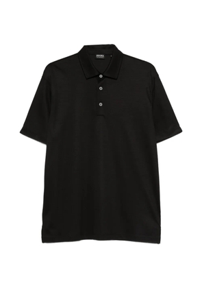 Zegna buttoned wool polo shirt - Black