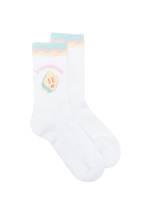 Casablanca logo trim socks - White