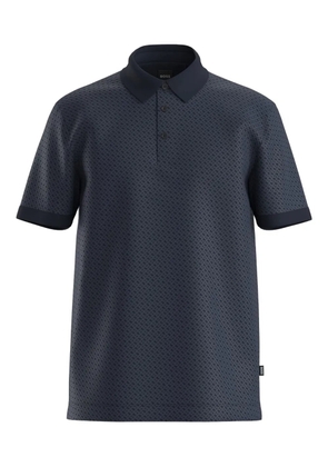 BOSS patterned short-sleeve polo shirt - Blue