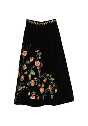 Agua By Agua Bendita Tangelo Uchuva floral embroidered skirt - Black