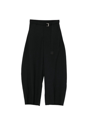 sacai pinstripe buckled trousers - Black