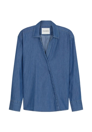 Closed asymmetric collared shirt - Blue