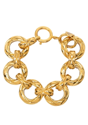 CHANEL Pre-Owned 1970-1980 Gold Plated Quilted Chain Link Bracelet costume bracelet