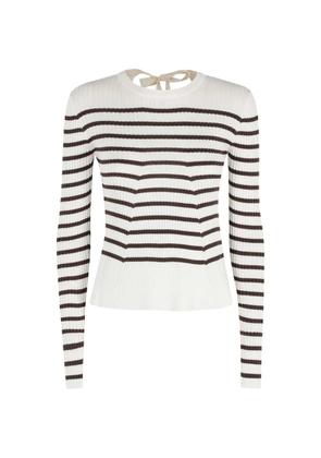 Semicouture Agacia striped ribbon sweater - White