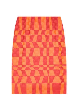 DRIES VAN NOTEN geometric-print midi skirt - Orange