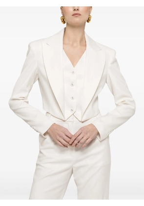 NISSA button cropped blazer - White