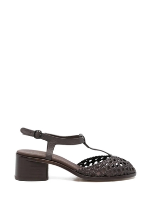 Hereu T-strap woven heeled pumps - Brown