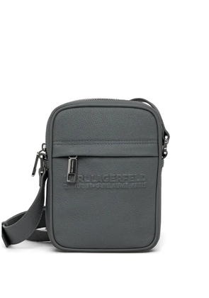 Karl Lagerfeld logo-embossed zip-fastening messenger bag - Grey
