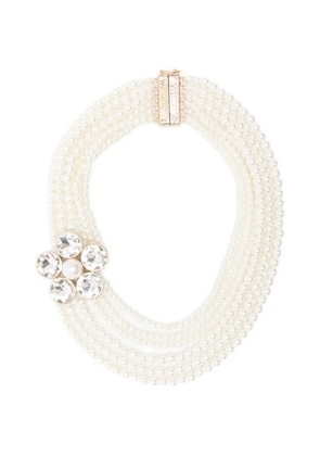 Rosantica Matera floral-appliqué pearl necklace - White
