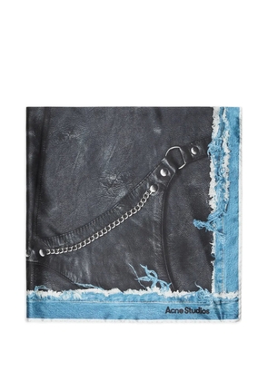 Acne Studios frayed-printed scarf - Black