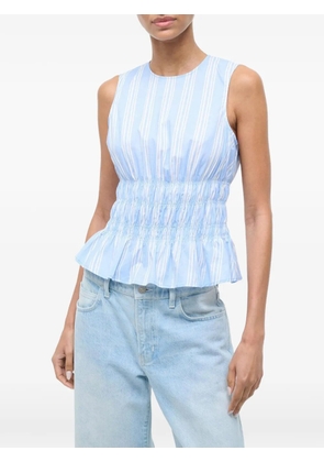 STAUD striped shirred peplum top - Blue