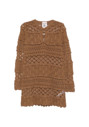 Semicouture ruffled openwork mini dress - Brown