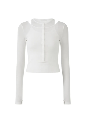 Eleh button ribbed top - White