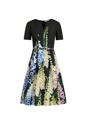 Oscar de la Renta degradé foxglove split-neck dress - Black