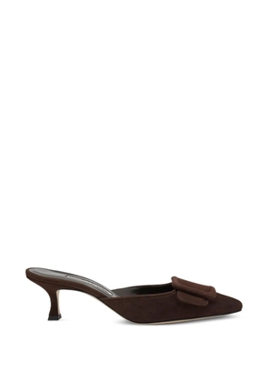 Manolo Blahnik buckle suede mules - Brown