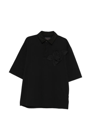 Simone Rocha flower-appliqué polo shirt - Black