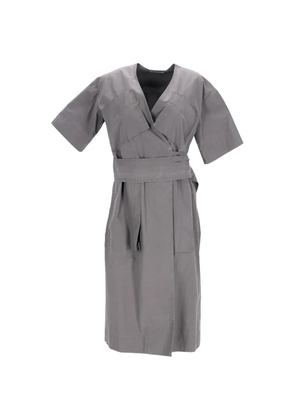 Celine Pre-Owned belted V-neck midi dress - Grey