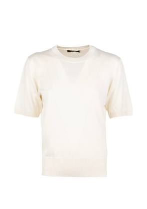 ALPHA STUDIO crewneck panelled T-shirt - White