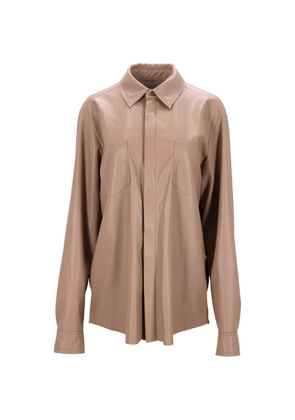Nanushka patch-pocket faux leather shirt - Neutrals