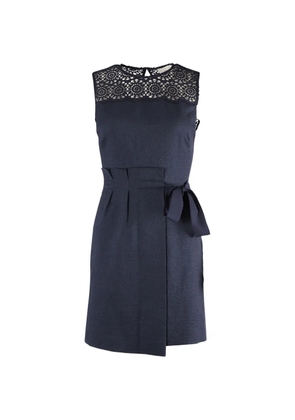 SANDRO piped-trims jacquard dress - Blue