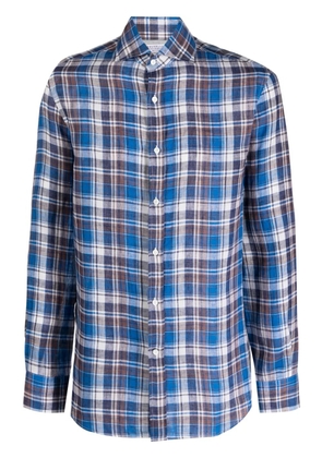Brunello Cucinelli check-pattern linen shirt - Blue