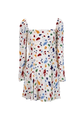 Reformation printed square-neck mini dress - White