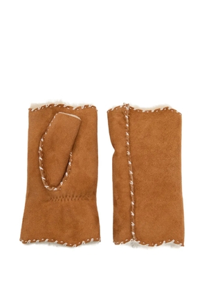 Agnelle Alix open-finger shearling gloves - Brown