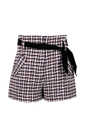 Maje tartan-check belted shorts - White