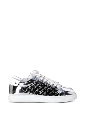Jimmy Choo Pre-Owned leather monogram sneakers - Silver