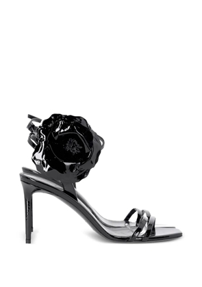 Saint Laurent Pre-Owned flower corsage square sandals - Black
