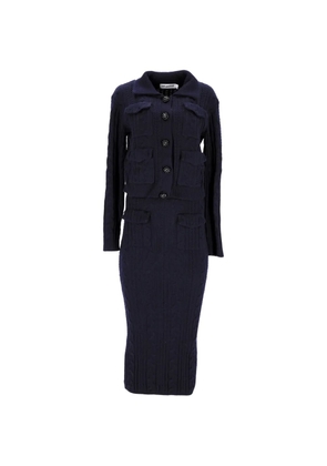 Self-Portrait flap-pocket midi skirt set (set of two) - Blue