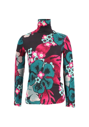 Dries Van Noten Pre-Owned floral-print turtleneck top - Black