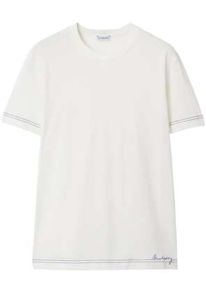 Burberry logo-embroidered organic cotton T-shirt - White