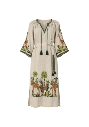 Benaras By Citrus giraffe embroidery dress - Neutrals