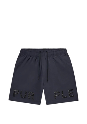 Purple Brand lettering drawstring shorts - Black