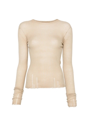 Uma Wang ribbed frayed top - Neutrals