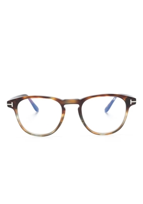 TOM FORD Eyewear round-frame tortoiseshell-effect glasses - Brown
