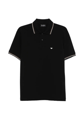 Emporio Armani logo-embroidered polo shirt - Black