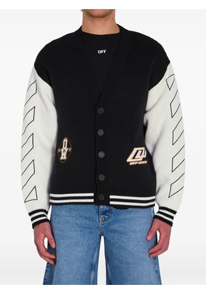 Off-White ribbed embroidery varsity cardigan - Black