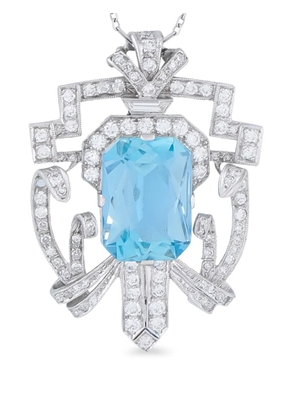 LB Exclusive diamond and aquamarine pendant - Silver
