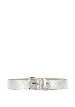 GIANNI CHIARINI maxi-grain square buckle leather belt - Silver