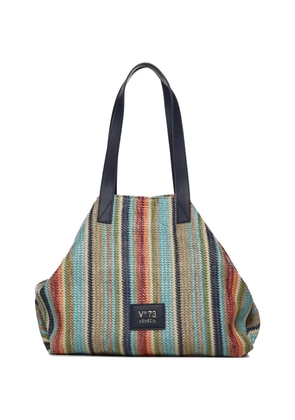 V°73 striped top-handle shoulder bag - Blue