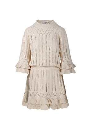 MARANT ÉTOILE Norma ruffled knitted mini dress - Neutrals