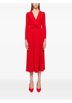 NISSA pleated V-neck midi dress - Red