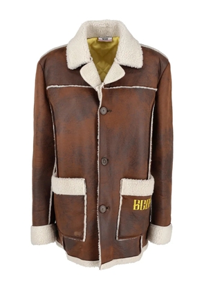 GCDS Donald Duck embroidered coat - Brown